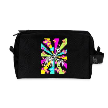 des années 80 Girafe Girafe Enfants Filles Garçons - Trousse de toilette en tissu recyclé - noir - Devant