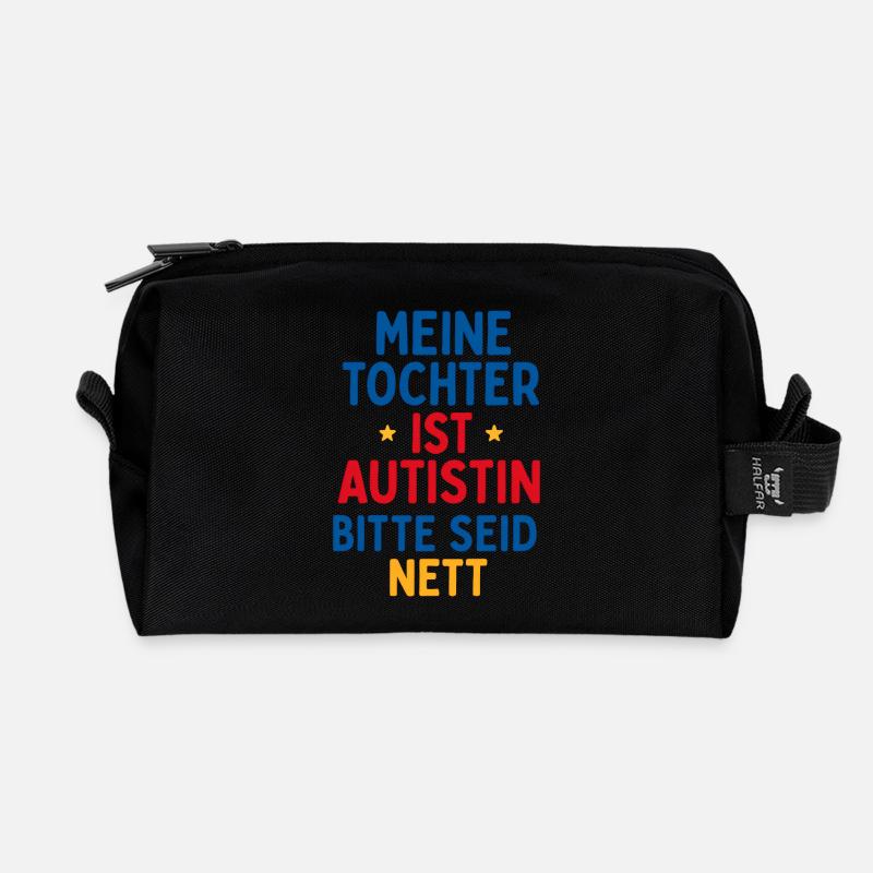 Meine Tochter ist Autistin. Bitte seid nett. - Recycelte Kulturtasche - Schwarz