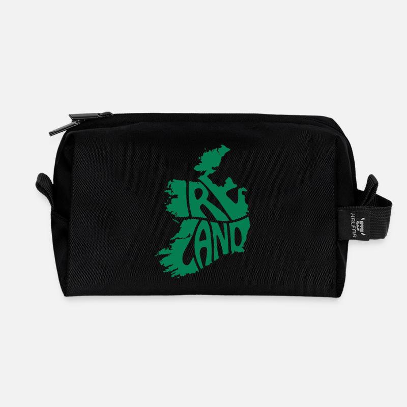 Ireland Map Graphic - Recycled Toiletry Zip Bag - black