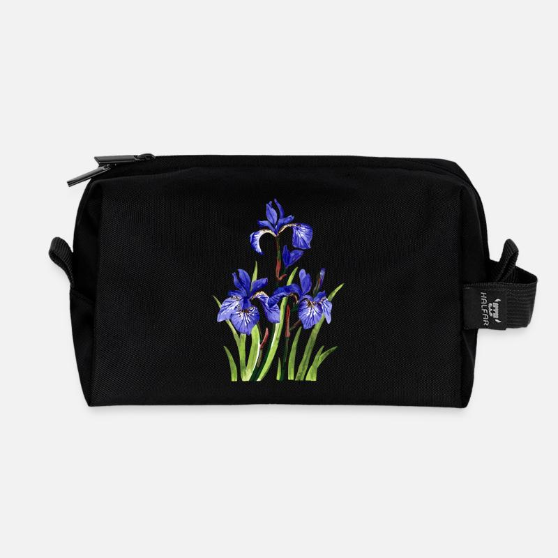 Blumen - Recycelte Kulturtasche - Schwarz