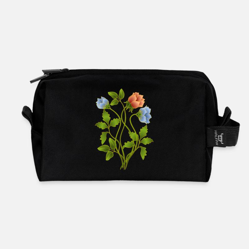 Blumen - Recycelte Kulturtasche - Schwarz