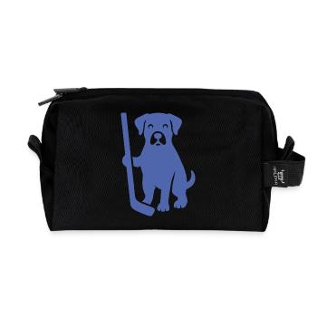 Minimalistische Hund Eishockeyspieler Puck  - Recycelte Kulturtasche - Schwarz - Vorne