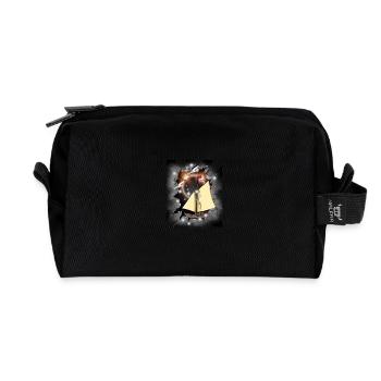 Retro Solar Eclipse Maritime Sailing Ship Boat - Recycled Toiletry Zip Bag - black - Front