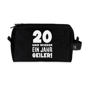 Funny 20th Birthday Gift - Recycled Toiletry Zip Bag - black - Front