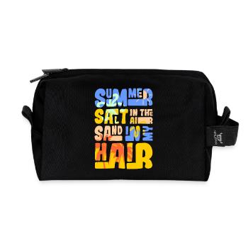Summertime sand and sea design - Recycled Toiletry Zip Bag - black - Front