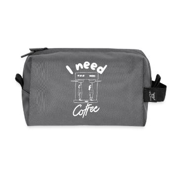 Ich brauche Kaffee - Recycelte Kulturtasche - Anthrazit - Vorne