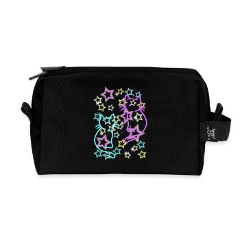 Années 80 Rétro Chats Enfants Filles Garçons - Trousse de toilette en tissu recyclé - noir - Devant