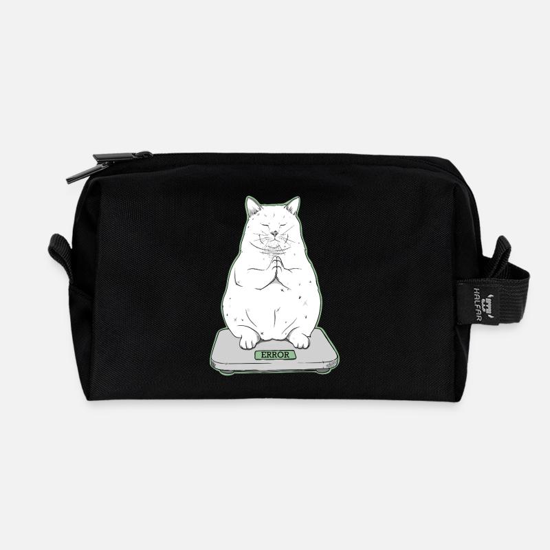 Dicke Katze im Meditationsmodus - Recycelte Kulturtasche - Schwarz