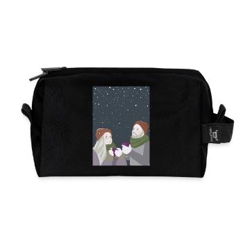 Friends in the snow - Recycled Toiletry Zip Bag - black - Front