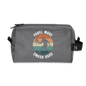 Padel More Smash Hard Retro Design - Recycled Toiletry Zip Bag - anthracite - Front