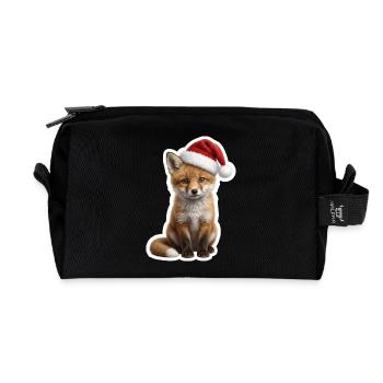 Clever fox is waiting for the presents - Recycled Toiletry Zip Bag - black - Front