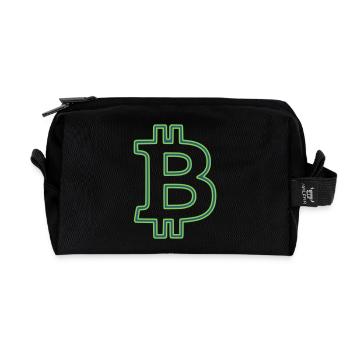 Bitcoin Logo Outline Neon Minimalistisch - Recycelte Kulturtasche - Schwarz - Vorne