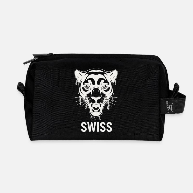 Tropfender Tigerkopf Schweizer Stil - Recycelte Kulturtasche - Schwarz