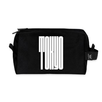 Tokyo City bold typography - Recycled Toiletry Zip Bag - black - Front