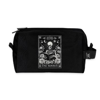 The Reader Tarot – Gotische Skelett zwischen Blumen - Recycelte Kulturtasche - Schwarz - Vorne