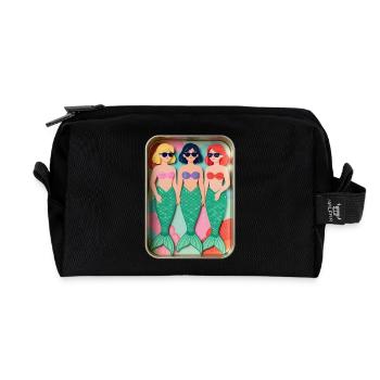 Trois sirènes dans une boîte - Trousse de toilette en tissu recyclé - noir - Devant