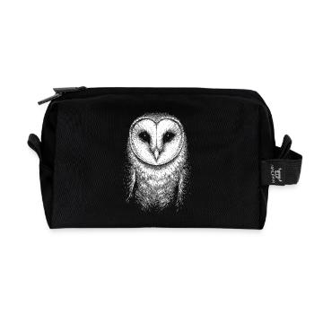 Barn owl - Recycled Toiletry Zip Bag - black - Front