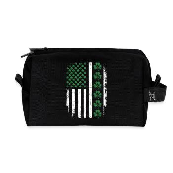 Irish Shamrock USA Flag - Recycled Toiletry Zip Bag - black - Front