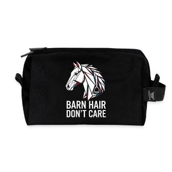 Geometrisches Pferd Barn Hair Don't Care - Recycelte Kulturtasche - Schwarz - Vorne