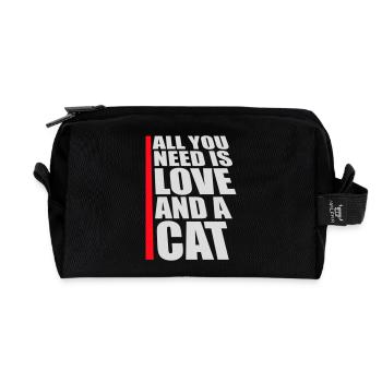 All You Need Is Love And A Cat Lustig Katze Spruch - Recycelte Kulturtasche - Schwarz - Vorne