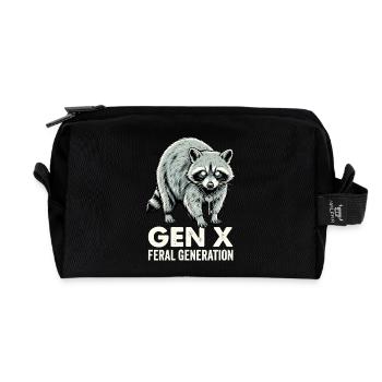 Vintage Raccoon Gen X Feral Generation - Recycelte Kulturtasche - Schwarz - Vorne