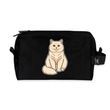 British Shorthair Cat Cream Portrait Round Soft - Recycled Toiletry Zip Bag - black - Front