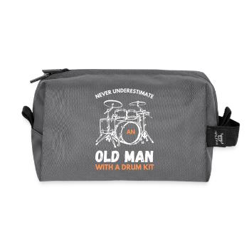 Never Underestimate An Old Man With A Drum Kit - Recycled Toiletry Zip Bag - anthracite - Front