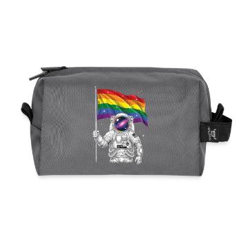 Pride Month LGBT – Astronaut mit Regenbogenflagge - Recycelte Kulturtasche - Anthrazit - Vorne
