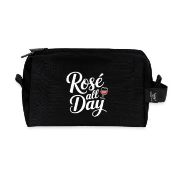 Rosé All Day Roséwein Wein Motto - Recycelte Kulturtasche - Schwarz - Vorne