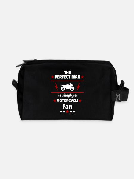 Der perfekte Mann ist einfach ein Motorrad-Fan - Recycelte Kulturtasche - Schwarz