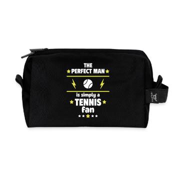 The perfect man is simply a tennis fan - Recycled Toiletry Zip Bag - black - Front