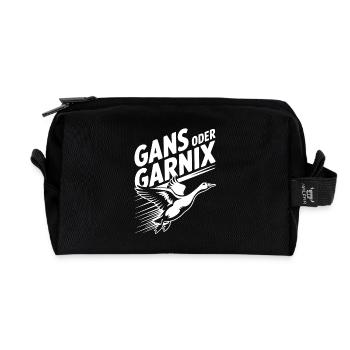 Gans oder garnix Gans und lustiger Spruch - Recycelte Kulturtasche - Schwarz - Vorne