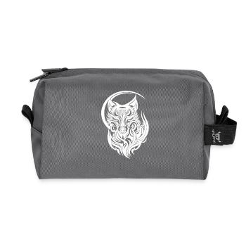 Vintage Wolfportrait Tribal Tattoo Style - Recycelte Kulturtasche - Anthrazit - Vorne