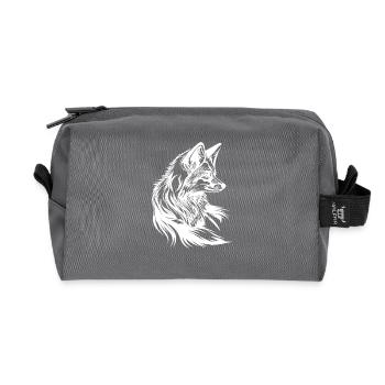 Petit renard mignon portrait tatouage encre - Trousse de toilette en tissu recyclé - anthracite - Devant