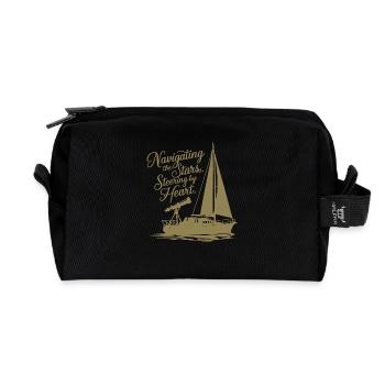 Voile, Voilier, Étoiles, Télescope - Trousse de toilette en tissu recyclé - noir - Devant