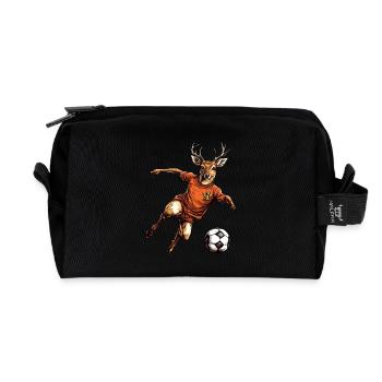 Hirsche Fussball - Recycelte Kulturtasche - Schwarz - Vorne