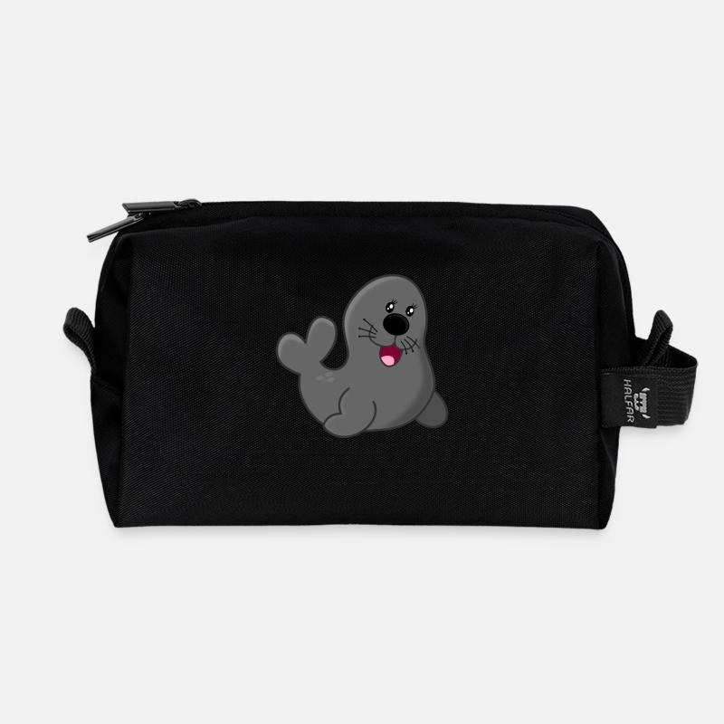 Seehund - Recycelte Kulturtasche - Schwarz