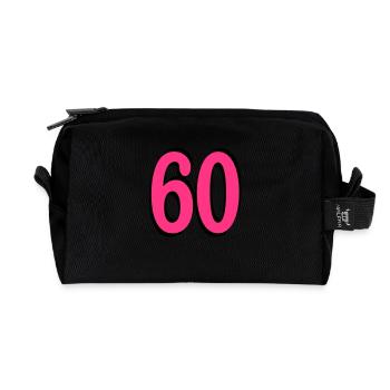 60th Birthday - Recycled Toiletry Zip Bag - black - Front