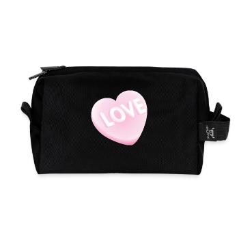 Smiley 'Love' Heart - Recycelte Kulturtasche - Schwarz - Vorne