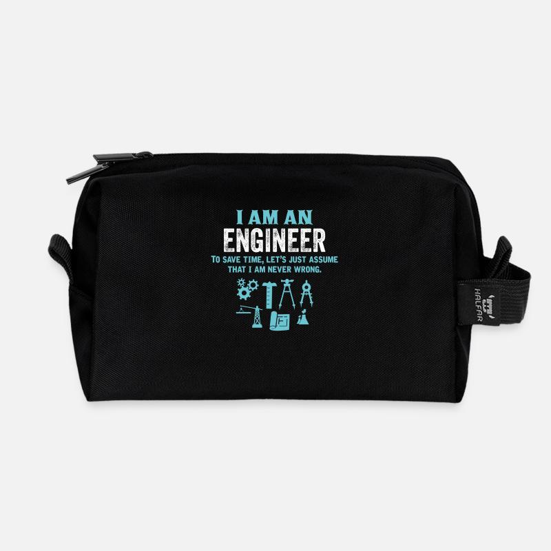 I Am An Engineer... - Recycled Toiletry Zip Bag - black