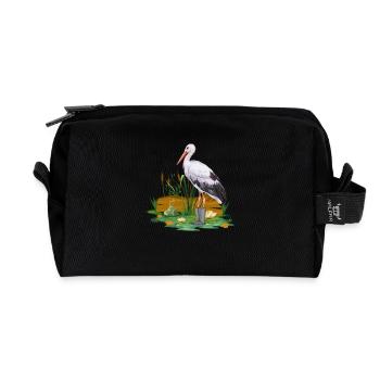 Storch in Gummistiefel - Recycelte Kulturtasche - Schwarz - Vorne