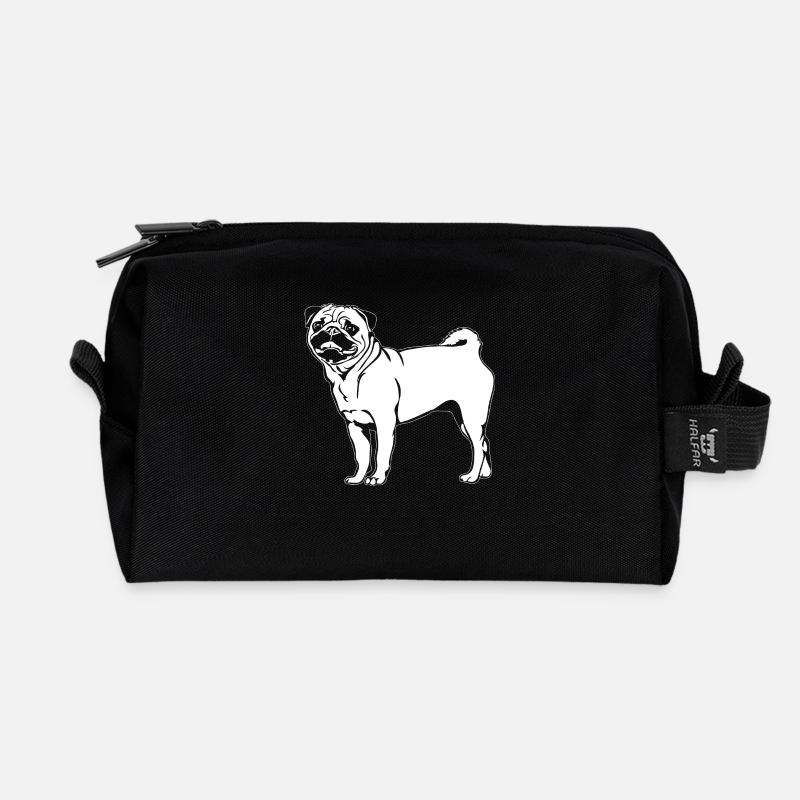 Mops lustige Hunde Hund Portrait Wilsigns - Recycelte Kulturtasche - Schwarz