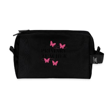 Grundschullehrer Retro gewellte Schmetterlinge - Recycelte Kulturtasche - Schwarz - Vorne