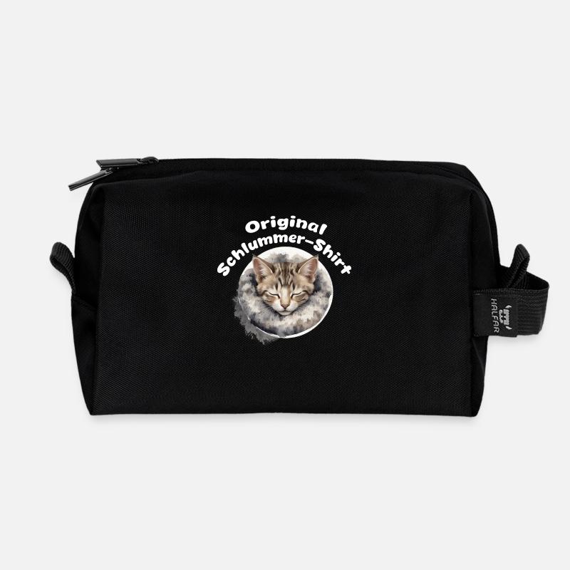 Schlafshirt mit süßer Katze Müde Kätzchen Kuscheln - Recycelte Kulturtasche - Schwarz