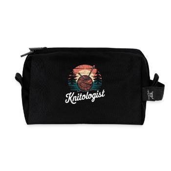 Passion pour le tricot - Trousse de toilette en tissu recyclé - noir - Devant