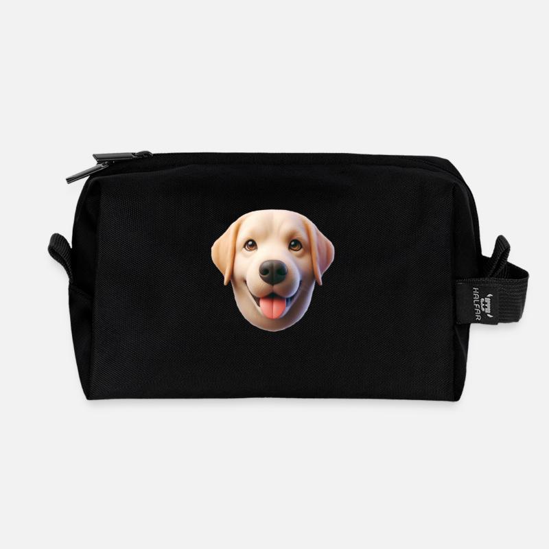 Hund Kopf 1 - Recycelte Kulturtasche - Schwarz