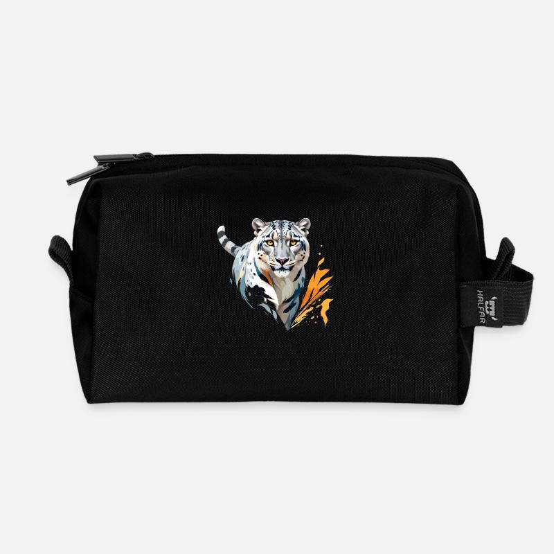 Schneeleopard Vektorgrafik mit lebendiger Illustration - Recycelte Kulturtasche - Schwarz