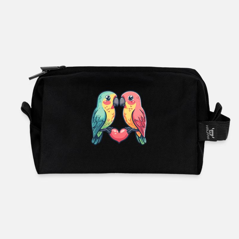 Papagai Paar Liebe Valentinstag - Recycelte Kulturtasche - Schwarz