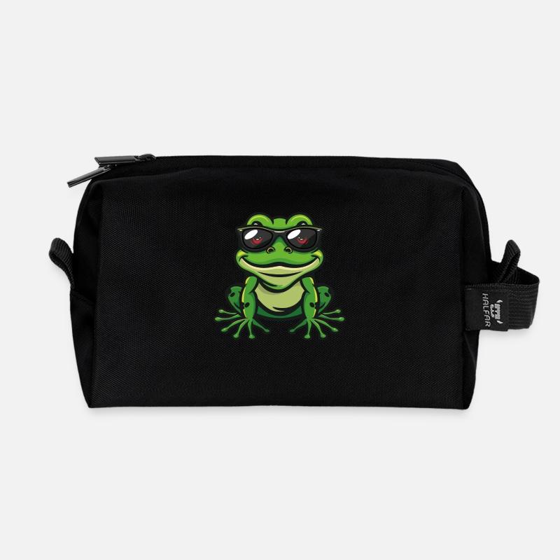 Frosch Comic Cool - Recycelte Kulturtasche - Schwarz