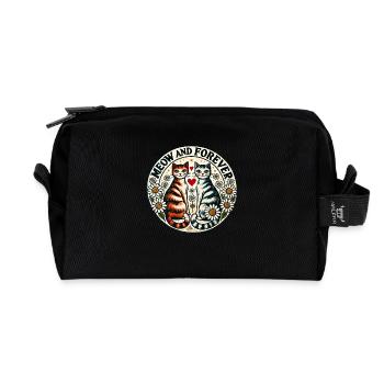 Meow and Forever - Recycled Toiletry Zip Bag - black - Front